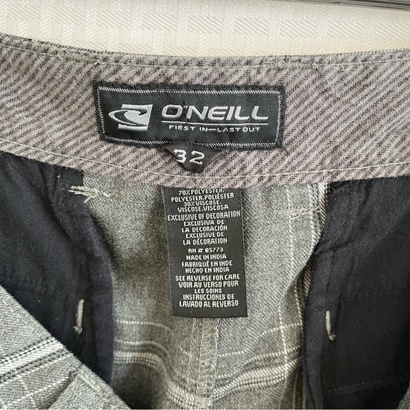 O’NEILL Hybrid Board Shorts Flat Front Gray Plaid Size 32 - Picture 6 of 9